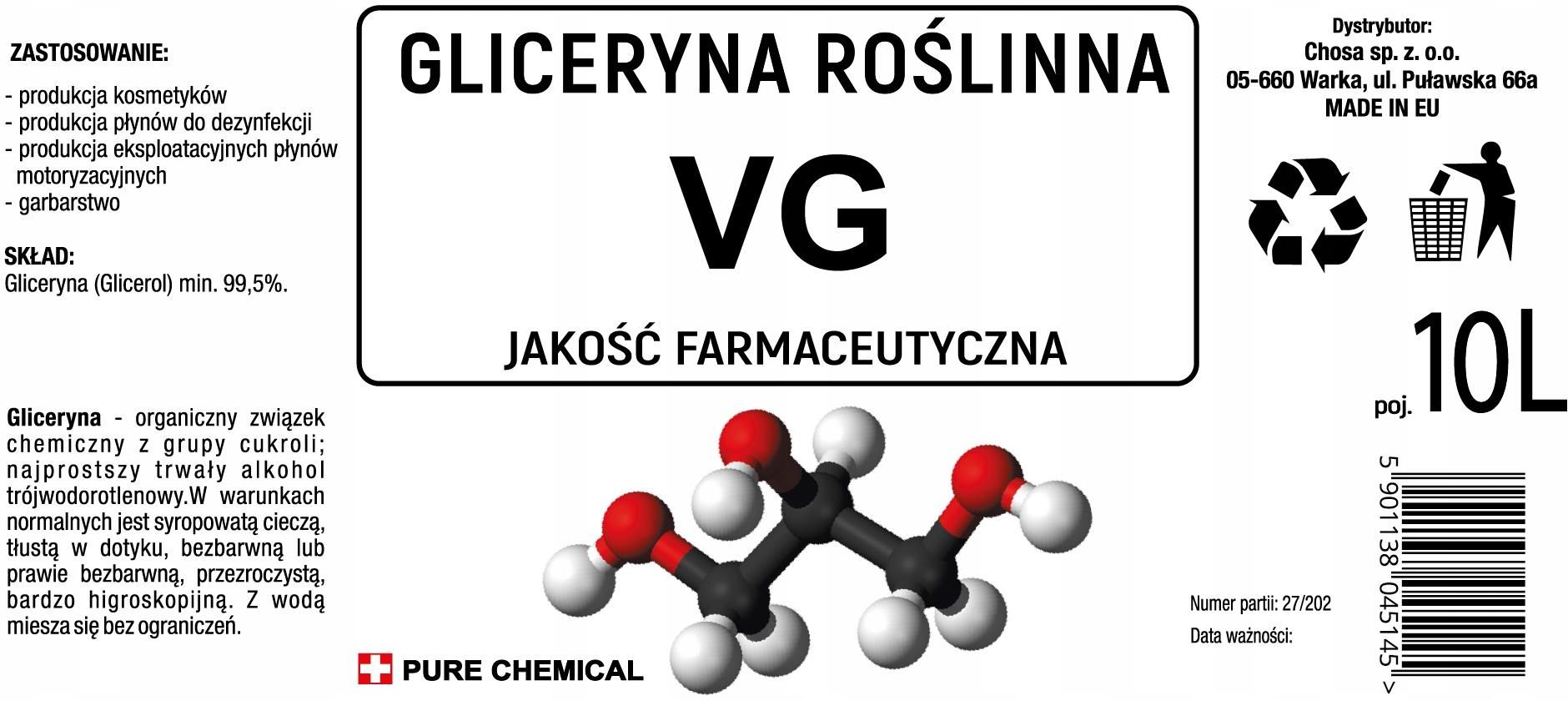 Drobne akcesoria medyczne Pure Chemical Gliceryna Rośl Glikol