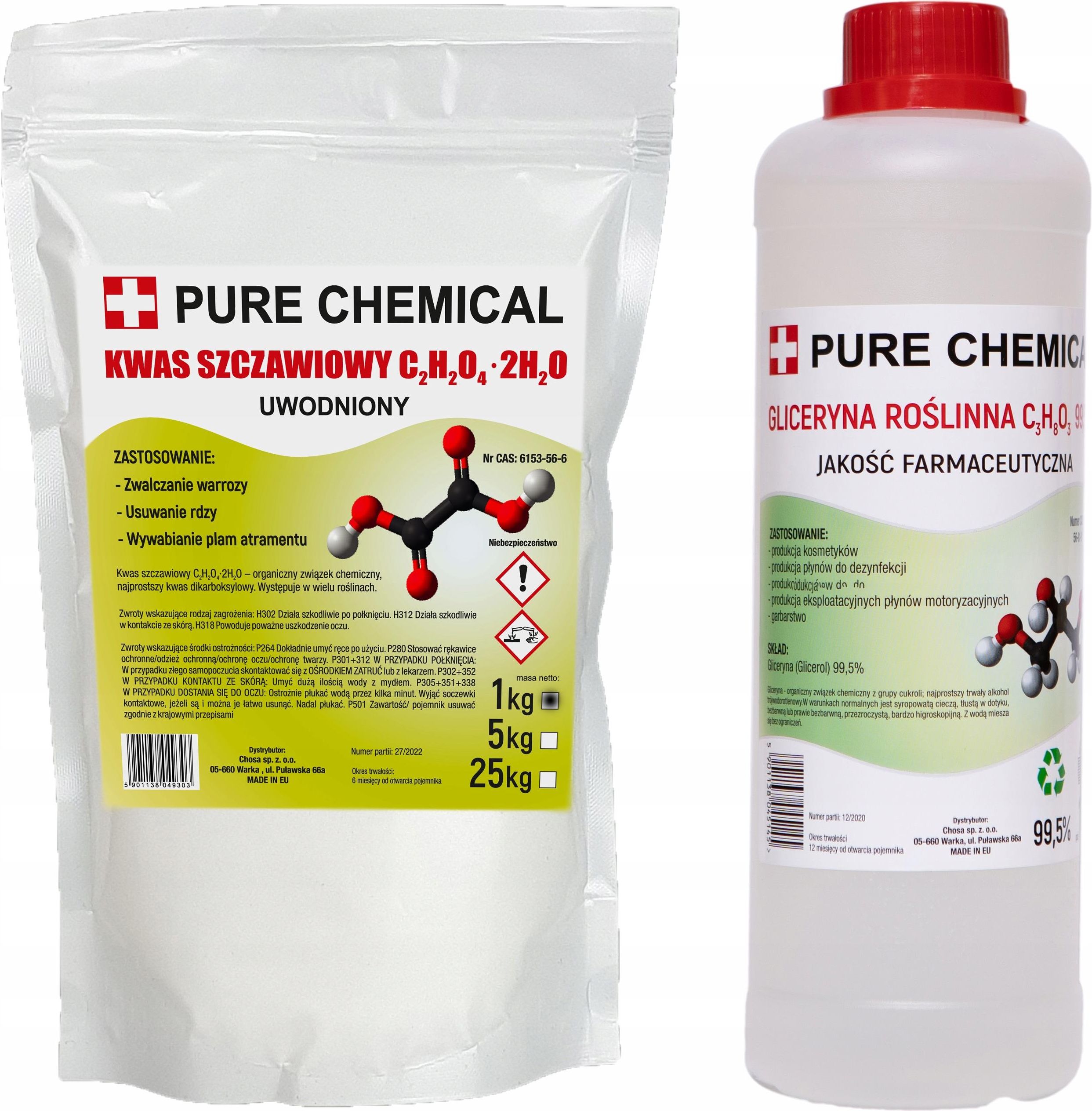 Drobne Akcesoria Medyczne Pure Chemical Kwas Szczawiowy 1Kg Gliceryna 1