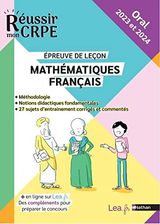 Réussir mon CRPE Français Maths oraux 2023 et 2024 épreuves de leçon