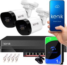 Zdjęcie Zestaw Monitoringu Ip Kenik Nvr 4Ch 1Tb 2 Kamery Tubowe 2Mpx (Z36800) - Dobrodzień