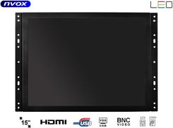 Zdjęcie Monitor open frame LCD 15cali cali LED VGA HDMI DVI 12V 230V... (NVOX OP1500VH) NVOX - Bieruń