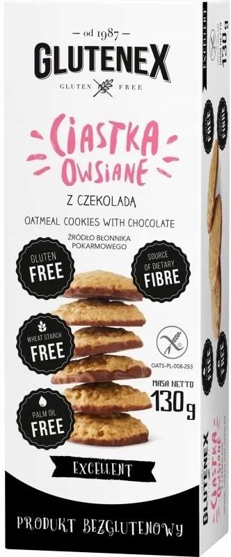 Glutenex Ciastka Owsiane Z Czekoladą Bezglutenowe 130g Ceny i opinie