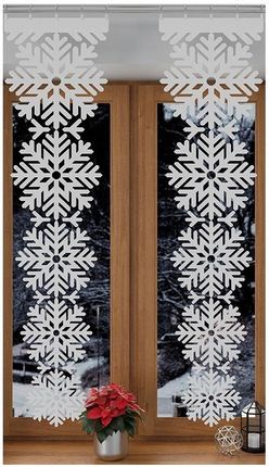 Panel Świąteczny Firana Gotowa 145x37 śnieżynka - zdjęcie 5