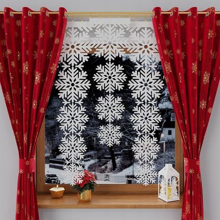 Panel Świąteczny Firana Gotowa 145x37 śnieżynka - zdjęcie 4