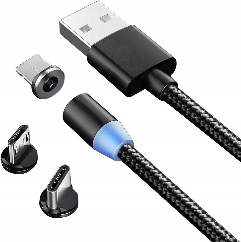 Ładowarka do telefonu KABEL MAGNETYCZNY 3W1 MICRO TYP C USB LIGHTNING