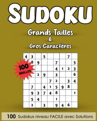 Sudoku Grandes Tailles Gros Caract Res Niveau Facile Sudokus