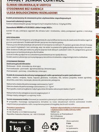 Ślimak Control – Naturalny Granulat Na Ślimaki 1kg Target - zdjęcie 5