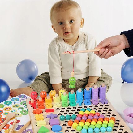 Bobo-San Montessori Trening Mózgu Puzzle Rybki Kulki Cyfry - zdjęcie 2