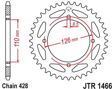 Części motocyklowe Jt Sprockets Zębatka Tylna Stalowa R1466 44 428 44Z