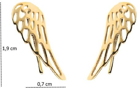 Susetti Srebrne Kolczyki Pozłacane Nausznice Skrzydła Anioła 1,9cm - zdjęcie 2