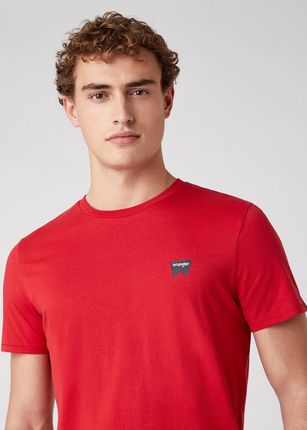 Wrangler Ss Sign Off Tee Męski T-Shirt Koszulka Nadruk Logo Scarlet Red W7C07D3Uu - zdjęcie 2