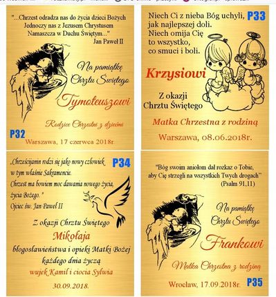 Łańcuszek Złoty Medalik Chrzest Komunia Grawer - zdjęcie 6