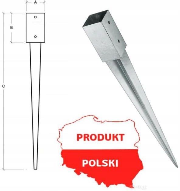 Akcesoria ogrodzeniowe Podstawa Słupa Kotwa Wbijana 60X60X750mm