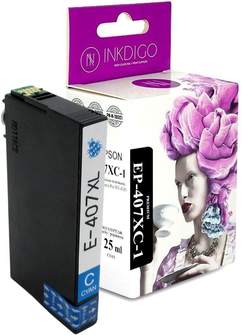 Tusz Inkdigo T07U2 Zgodny Do EPSON WorkForce Pro WF 4745 DTWF CYAN