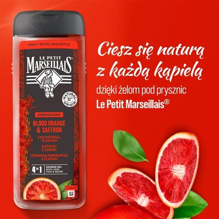 Le Petit Marseillais Czerwona Pomarańcza & Szafran Żel Pod Prysznic 4W1 Dla Mężczyzn 400Ml - zdjęcie 3