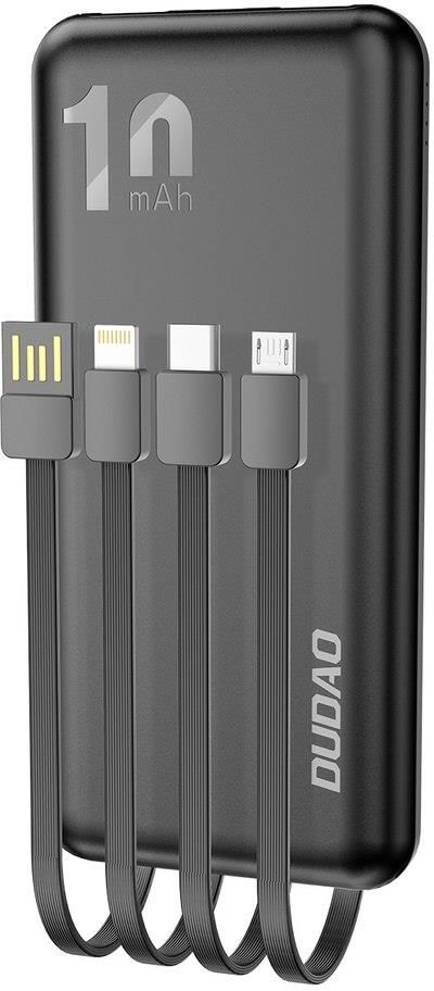 Powerbank Dudao 10000mAh Z Kablem USB USB C Lightning Czarny K6Pro