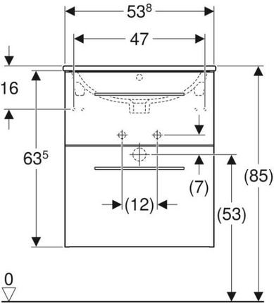 Geberit Selnova Square Zestaw Umywalka Z Niskim Rantem 55Cm + Szafka 2 Szuflady Kolor Biały Połysk 880969 - zdjęcie 2