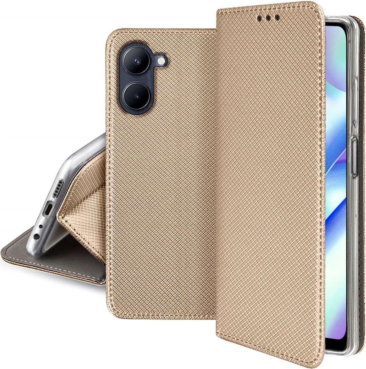 Krainagsm Etui Do Realme C33 Smart Magnet Case Szkło 9H Etui na