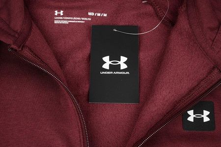 Bluza męska Under Armour Rival Fleece FZ Hoodie bordowa 1357111 690 - zdjęcie 3