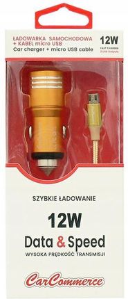 Carcommerce Ładowarka Samochodowa Usb x 2 Kabel microUSB 12W - zdjęcie 4