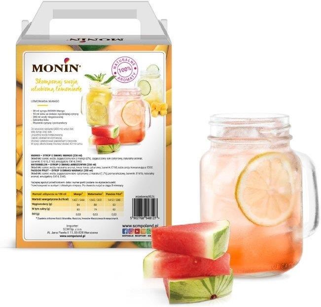 Monin Lemoniadowy Zestaw Syrop W X Ml Mango Arbuz Marakuja Syrop