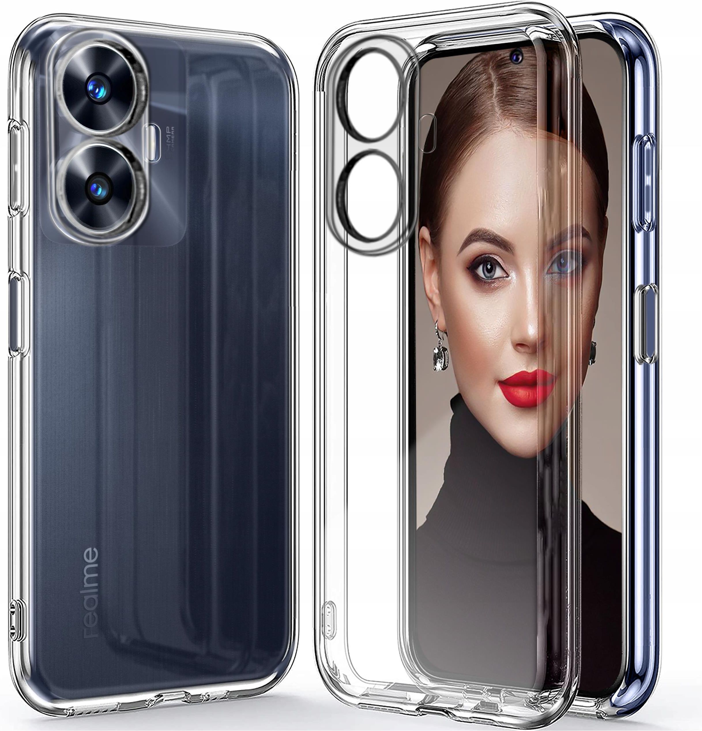 Krainagsm Etui Do Realme C55 Silicone Case Szkło 9H Etui na telefon