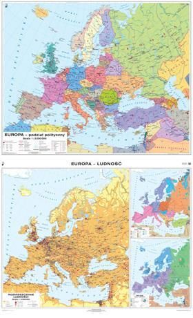 Mapa ścienna Europa Mapa Polityczna Rozmieszczenie Ludności Ceny i