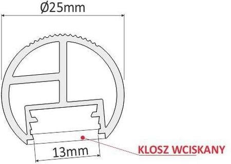 Design Light Drążek Led Fi 25 mm 2M Klosz Opal PROFRELOP2W - zdjęcie 2