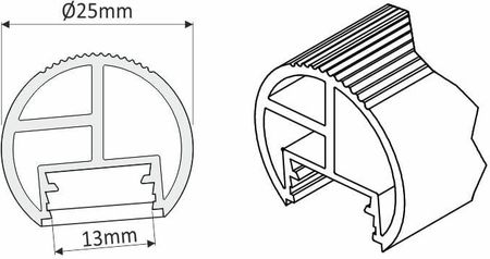 Design Light Drążek Led Fi 25 mm 2M Klosz Opal PROFRELOP2W - zdjęcie 4