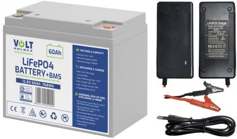 Zdjęcie Volt Polska Zestaw Akumulator Volt Lifepo4 12,8V 60 Ah (60A) + Prostownik Do Akumulatorów Lifepo4 10A (6AKLI06012) - Bytom