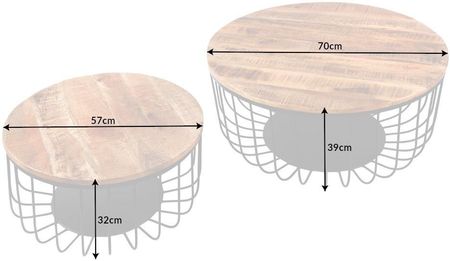 Invicta Interior Zestaw 2 Stolików Kawowych Naturalny Czarny 42896 4107 - zdjęcie 3