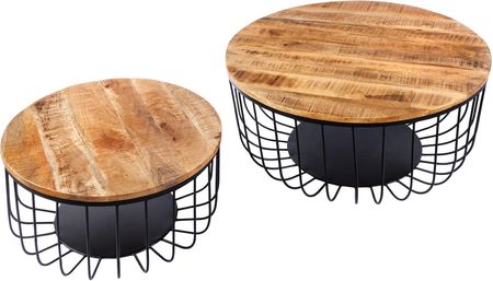 Invicta Interior Zestaw 2 Stolików Kawowych Naturalny Czarny 42896 4107 - zdjęcie 6