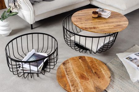Invicta Interior Zestaw 2 Stolików Kawowych Naturalny Czarny 42896 4107 - zdjęcie 2