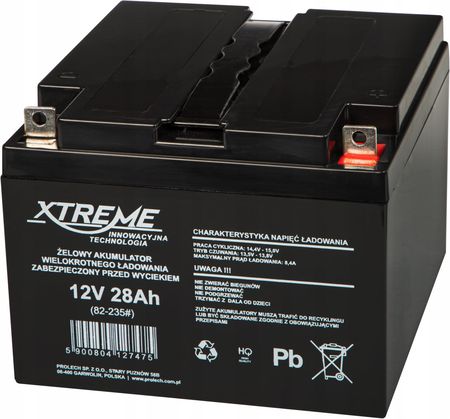 Xtreme Akumulator Żelowy Agm 12V 28Ah Kosiarka Alarm Ups - zdjęcie 4
