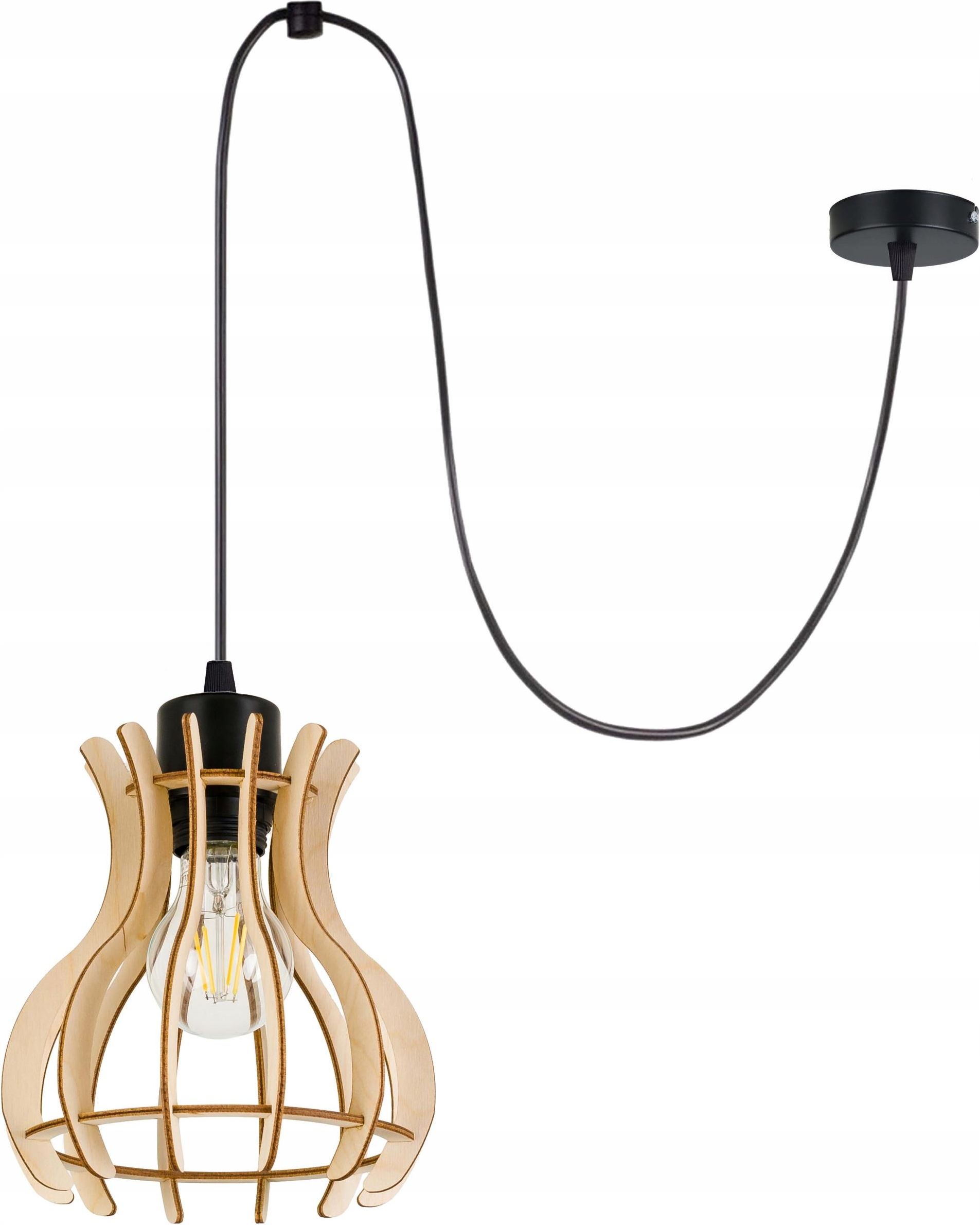 Inect Lampa Sufitowa Wisząca Zwis Loft E27 Pająk Drewno 100838