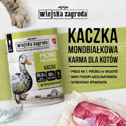 Wiejska Zagroda Monobiałkowa Kaczka Dla Kota 200g - zdjęcie 2