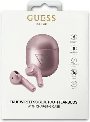 GUESS SŁUCHAWKI BLUETOOTH GUTWST82TRU TWS + STACJA DOKUJĄCA PURPUROWY/PURPLE TRIANGLE LOGO - zdjęcie 3