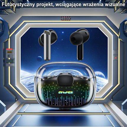 AWEI SŁUCHAWKI BLUETOOTH 5.3 T52 PRO TWS + STACJA DOKUJĄCA CZARNY/BLACK - zdjęcie 3