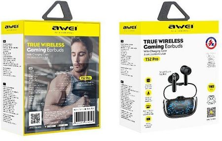 AWEI SŁUCHAWKI BLUETOOTH 5.3 T52 PRO TWS + STACJA DOKUJĄCA CZARNY/BLACK - zdjęcie 2