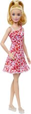 Barbie Fashionistas w różowo-czerwonej, kwiecistej sukience FBR37 HJT02