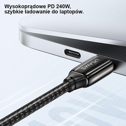 Usams Kabel Pleciony U82 Usb-C Na 1.2M 240W Pd 3.1 Fast Charging Czarny/Black Sj580Usb01 Us-Sj580 - zdjęcie 5