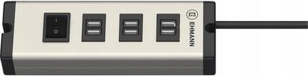Ehmann 0601 X 09032033 Uniwersalna Aluminiowa Ładowarka Usb 6 Portów 6,3 A Przewód Zasilający 3 M Do Ładowania Smartfona Tabletu I Tak Dalej - zdjęcie 2