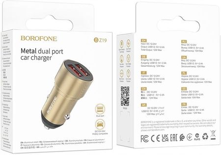 Borofone Ładowarka Samochodowa Bz19 Wisdom 2Xusb - zdjęcie 2