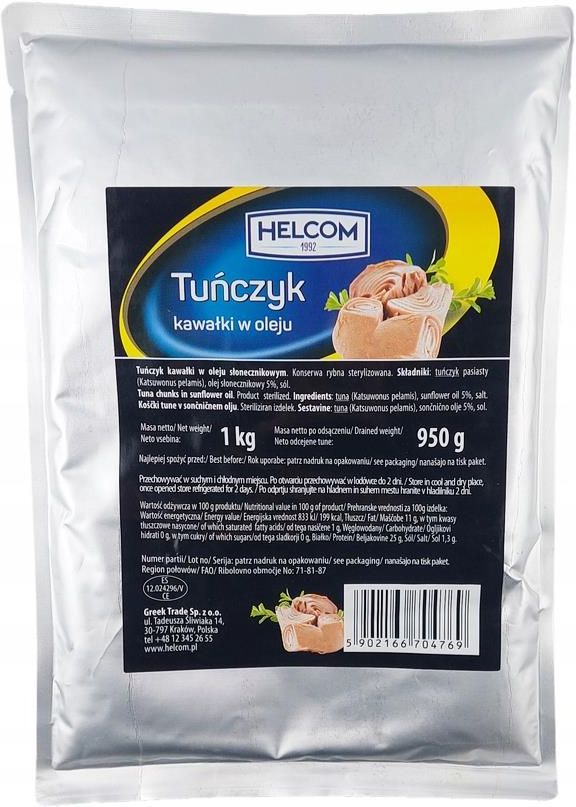 Helcom Tuńczyk Kawałki W Oleju 1kg Ceny i opinie Ceneo pl