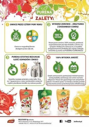 Purena Pulpa Puree Owocowe 100% Z Marakui 1kg - zdjęcie 2