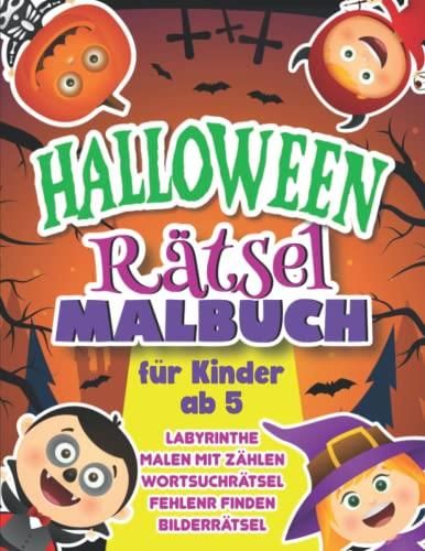 Halloween Rätsel Malbuch für Kinder Ab 5 Aktivitätsbuch mit