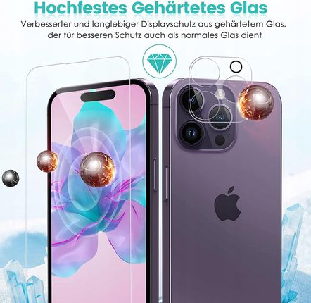 2x Szkło Hartowane Iphone 14 Pro Szkło Aparat - zdjęcie 2