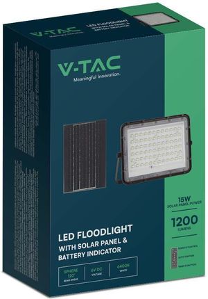 V-Tac Projektor Led Solarny 120W Pilot Auto Timer Ip65 Czarny Vt-120W 4000K 1200Lm Sku7826 - zdjęcie 3
