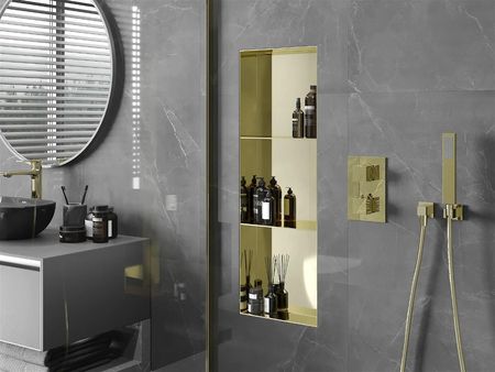 Mexen x-Wall-Nr Półka Wnękowa Bez Kołnierza Z Półką 90x30cm Złoty 1951903010S - zdjęcie 2