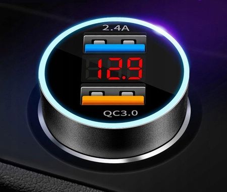 Interlook Ładowarka Do Auta Miernik Napięcia Qc 3.0 Czerwona - zdjęcie 2